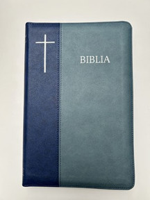 Biblia, Dumitru Cornilescu, ediție centenară, piele ecologică, albastru, mare, fermoar, index, 076 Zti (EDC100)