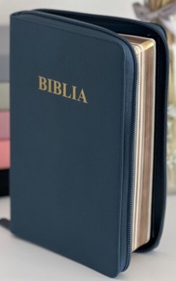 Biblie medie 052 ALBASTRU INCHIS cu fermoar